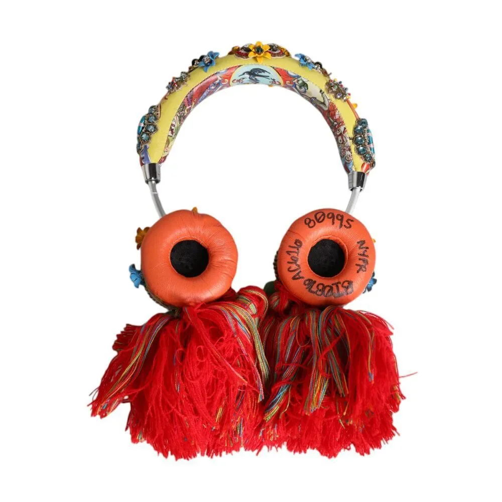Dolce & Gabbana Multicolor Whimsical Tasseled Crystal Headset Headphones Womens - Picture 6 of 9